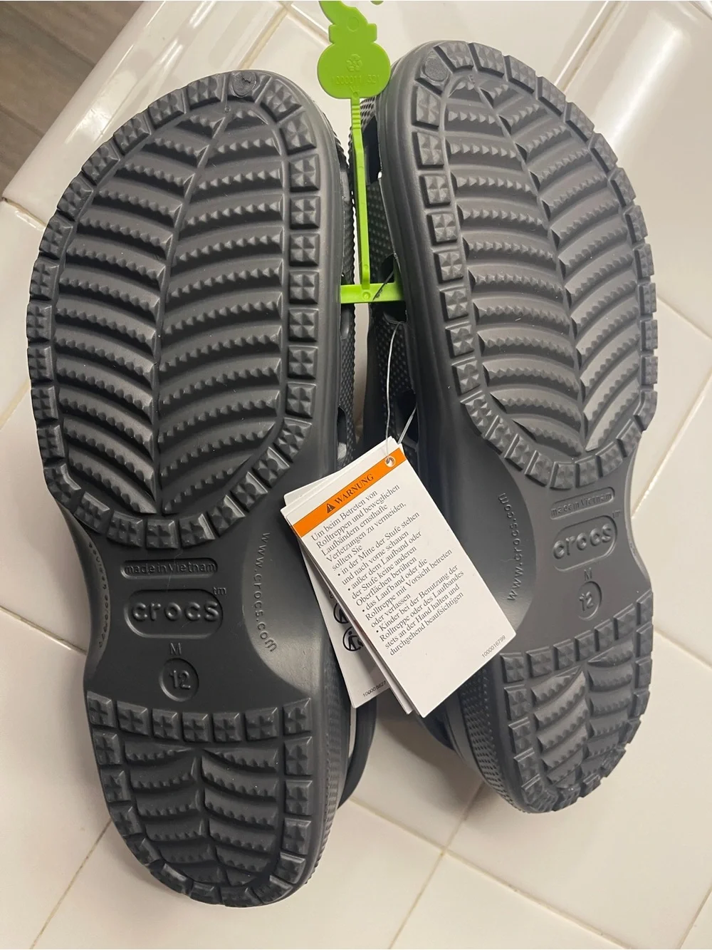 CROCS Classic Clog in Charcoal with Lime Accent